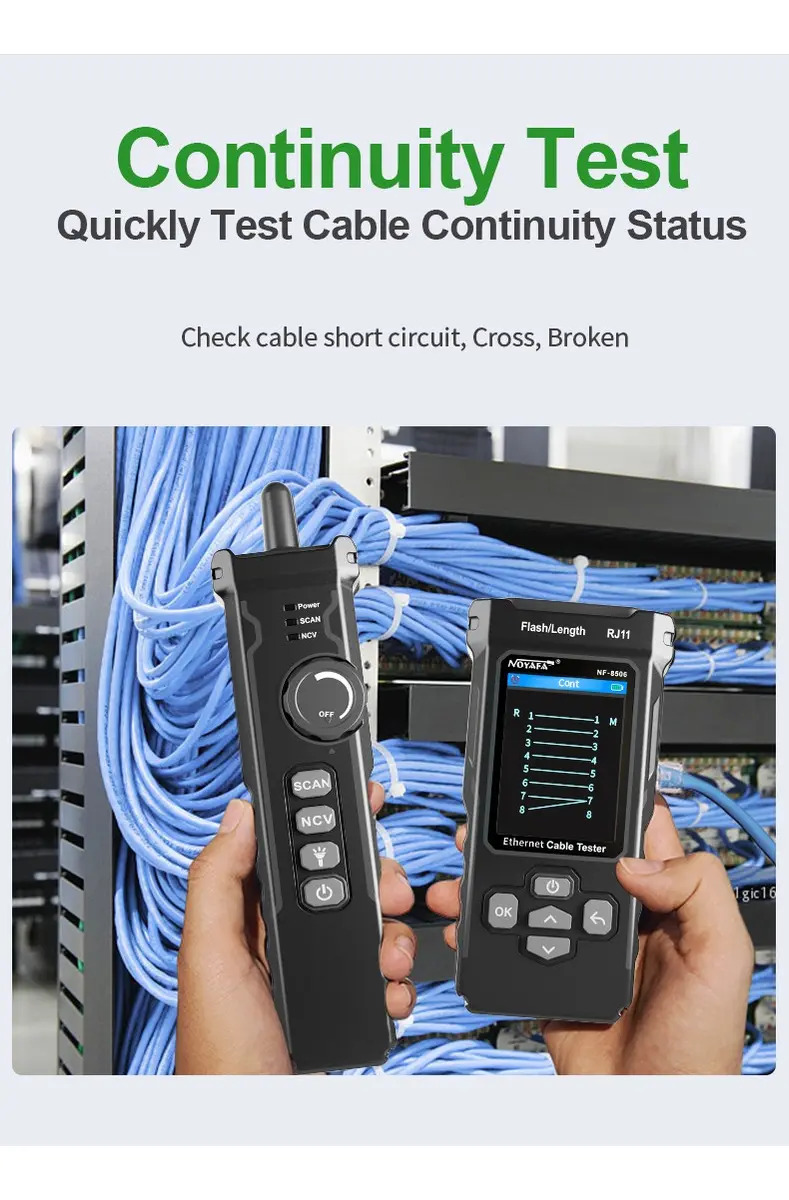 Tester de cable de red Noyafa NF-8506 (PoE, Ping, longitud) – foto 6